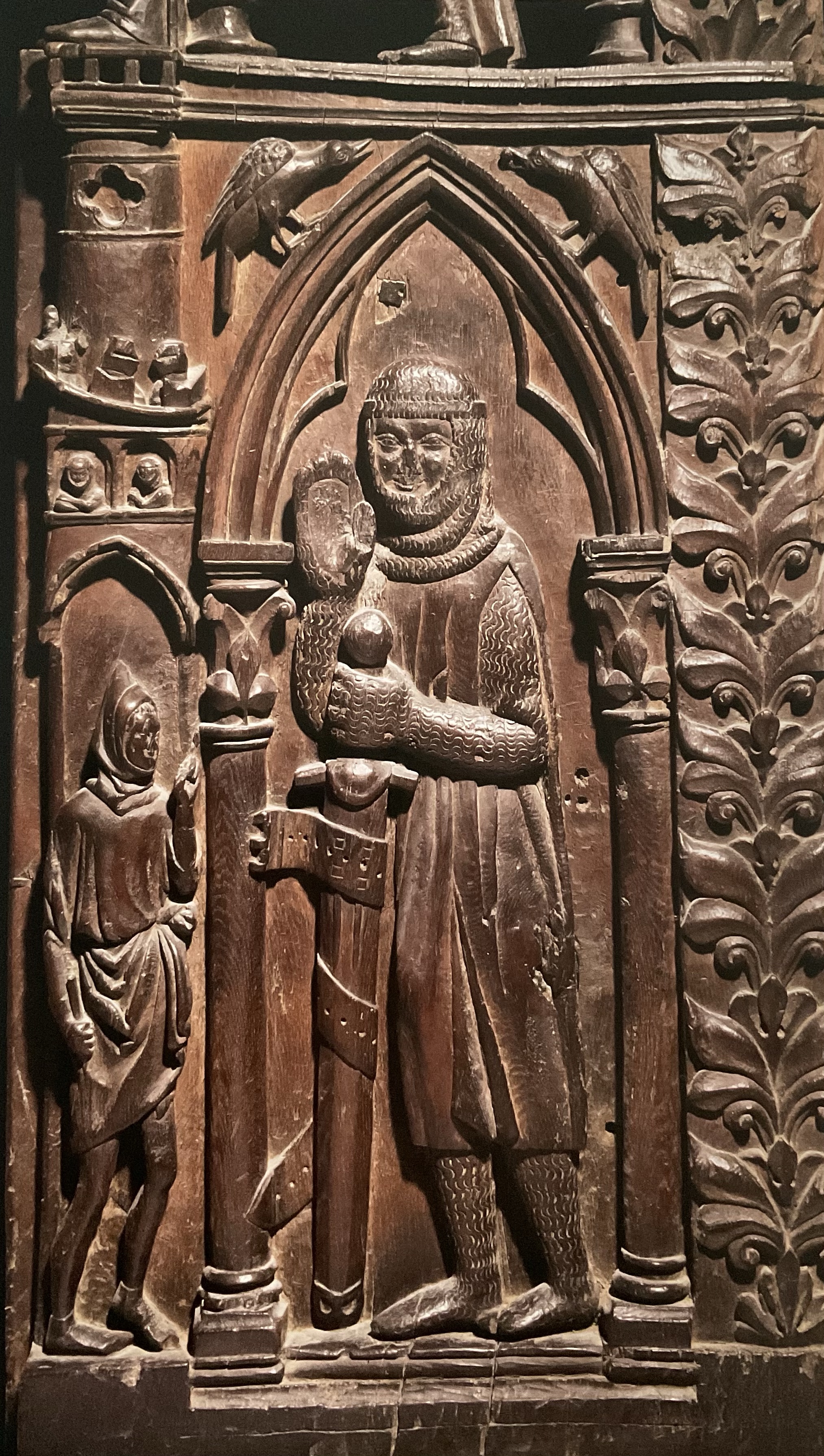 David et Goliath, 13e siècle. Stalles de l’ancien chœur capitulaire, cathédrale de Lausanne.